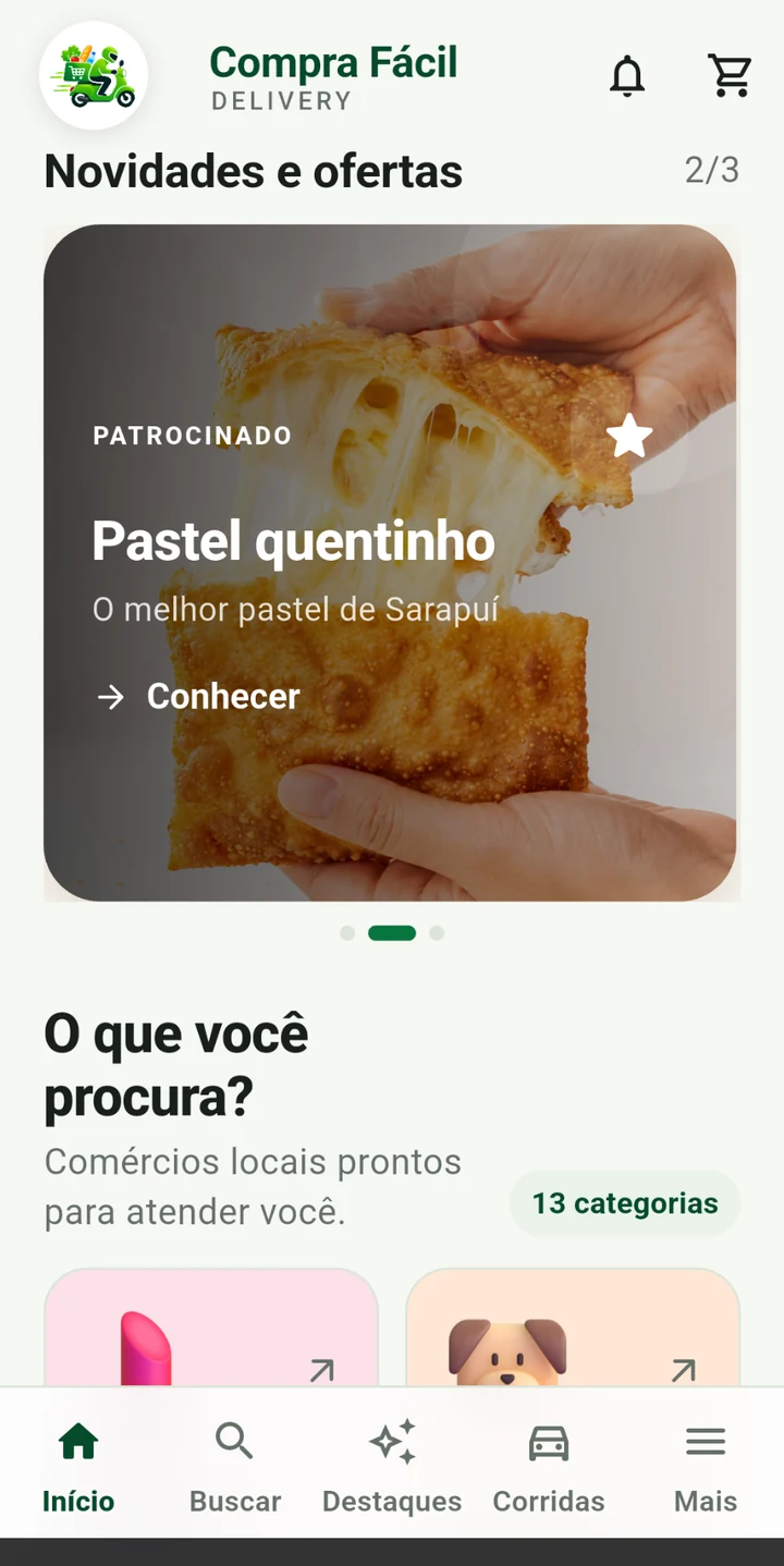 Tela inicial do aplicativo Compra Fácil